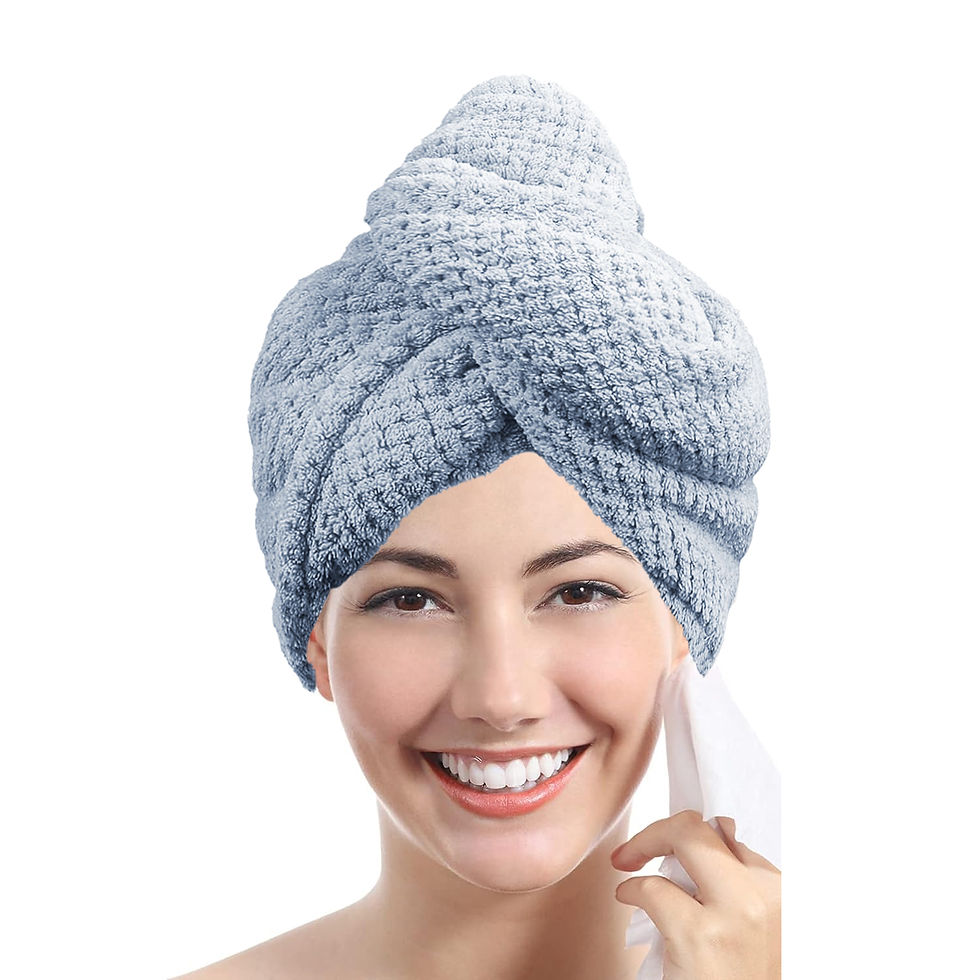 Thumbnail: Solid color hair towel Textured dry hair cap 9.8 "X 25.5" absorbent hair towel w