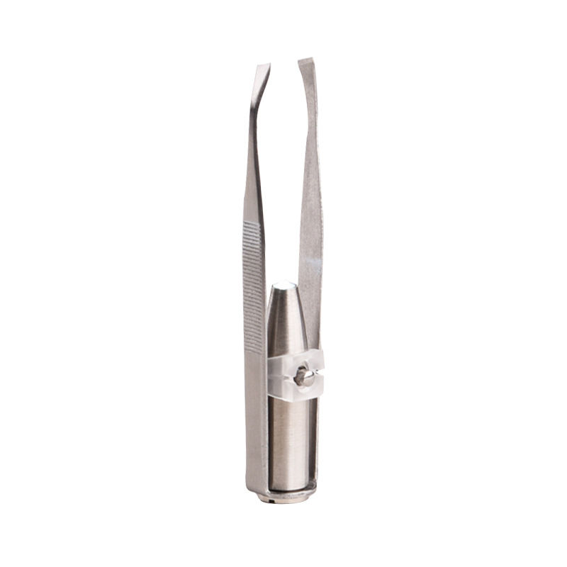 Thumbnail: 1pc Portable Stainless Steel Smart Design Eyebrow Hair Remove Tweezer With LED L