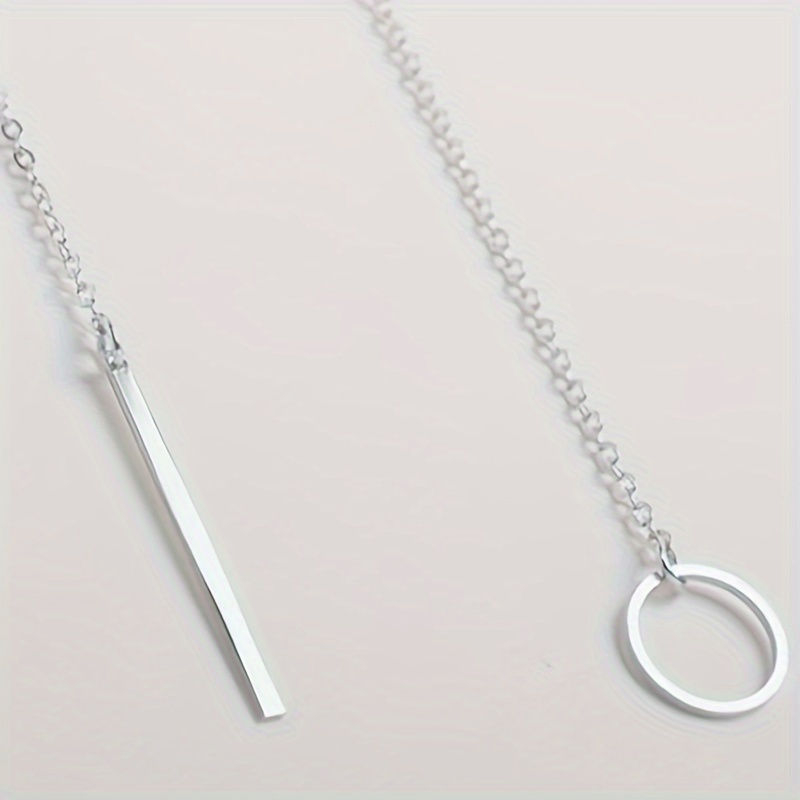 Thumbnail: Simple Chic Y-Necklace, Monochrome Circle Alloy Clavicle Necklace for Women, Rod