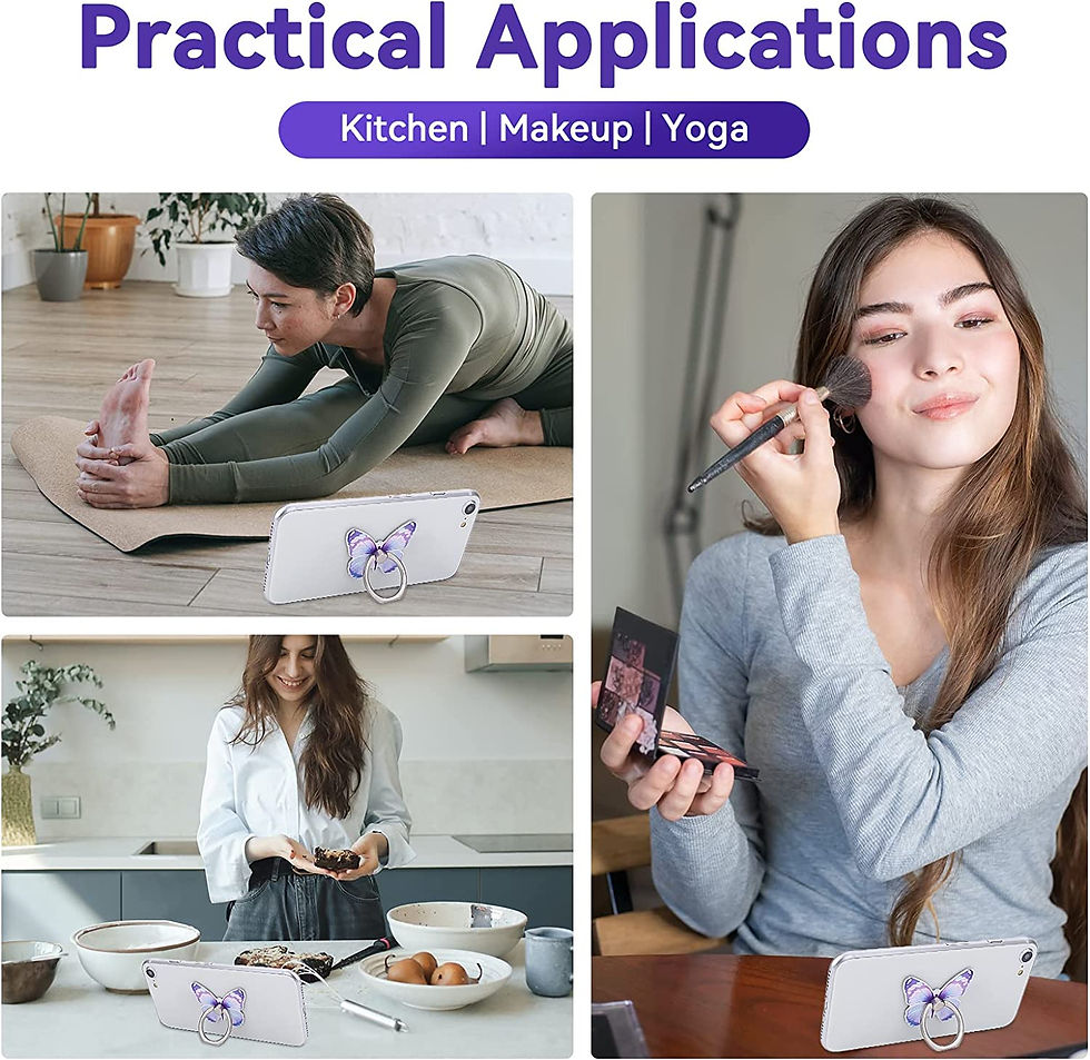 Thumbnail: 360° Rotation Metal Finger Stand Cute Butterfly Patterned Phone Ring Stand Hold