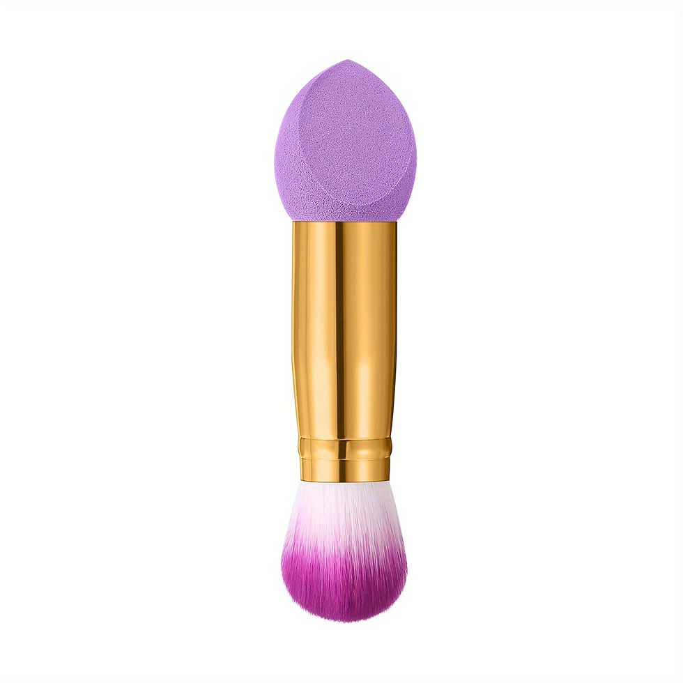 Thumbnail: Set Of 1/3 Double-ended Purple Makeup Sponge + Makeup Brush