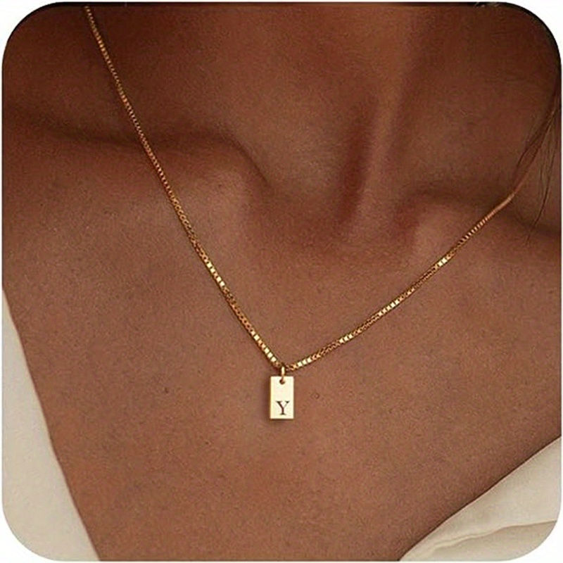 Thumbnail: 14k Golden Plated Initials Necklace for Women - Delicate Monogram Pendant, Name 