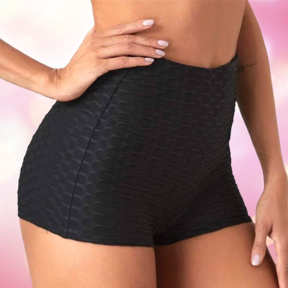 Thumbnail: Black Hot Pants with String Detail at Back