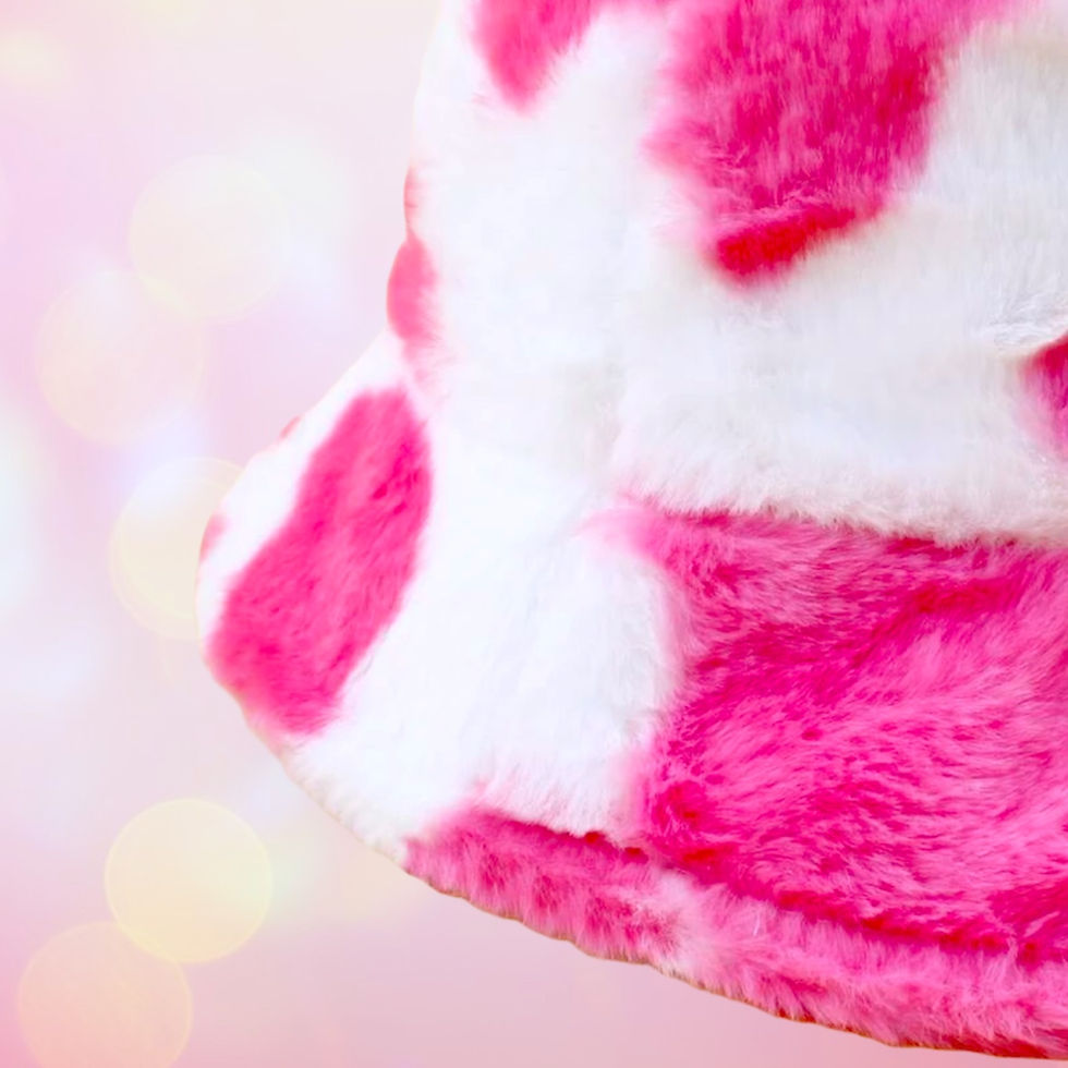 Thumbnail: Hot Pink and White Faux Fur Bucket Hat