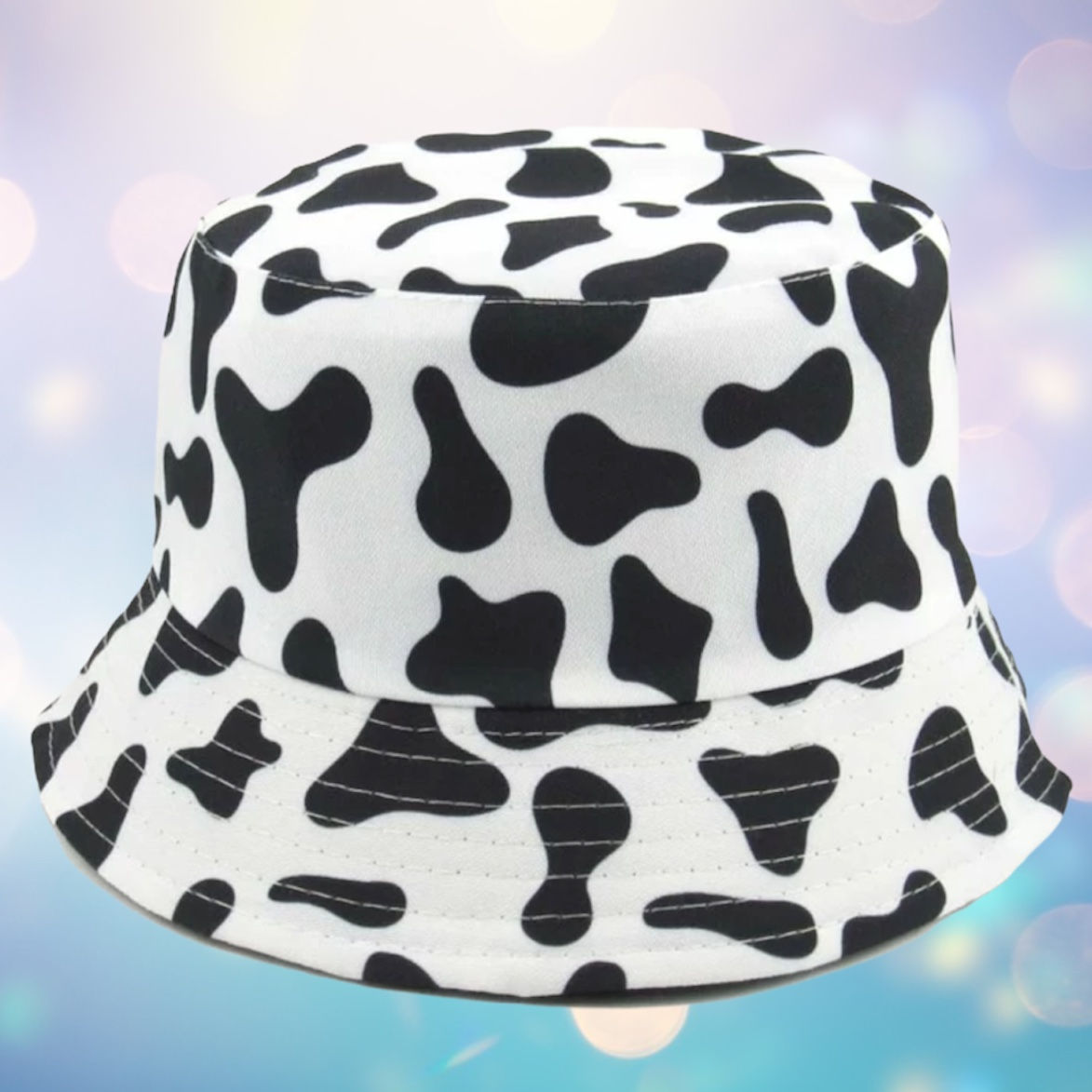 Black Reversible Cow Print Bucket Hat