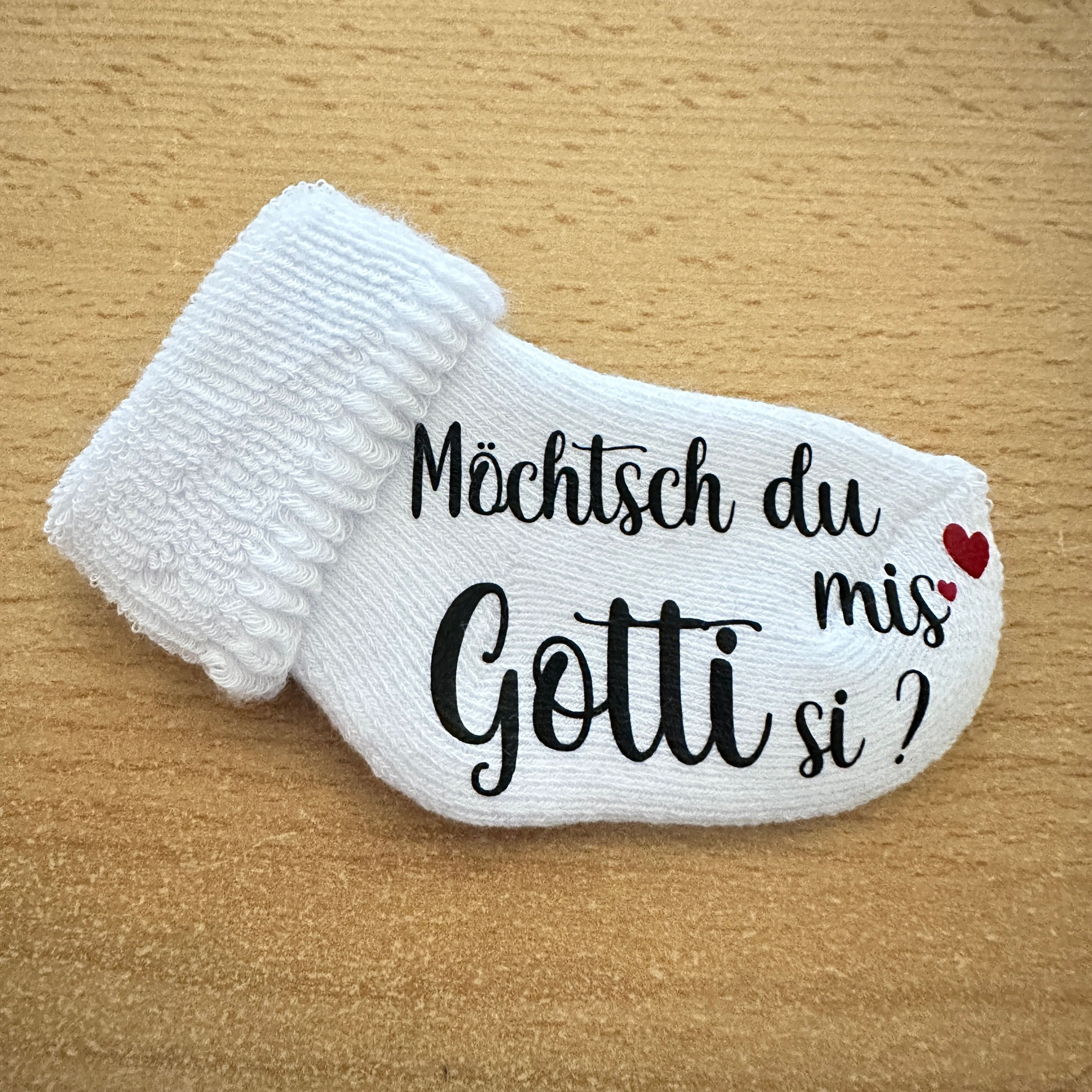 Baby-Socken Gotti-Anfragen personalisierbar