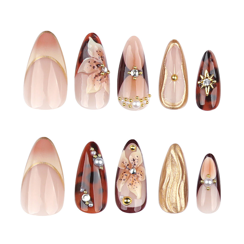 Miniatura: Kit Unhas Postiças Decoradas Efeito Nail Art (24 Peças) 💅✨