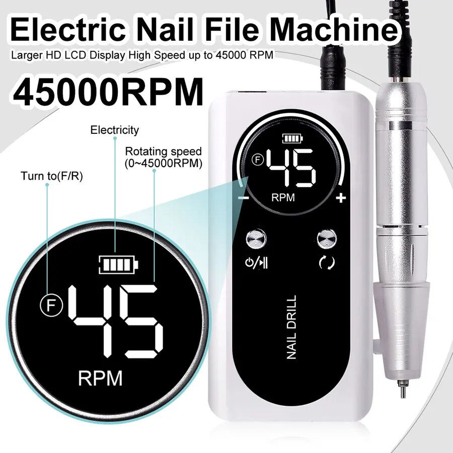 Miniatura: Lixa Elétrica Profissional 45000RPM para Unhas
