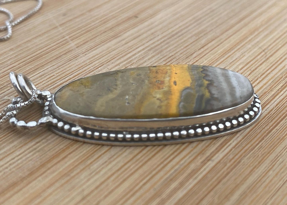 Thumbnail: Oval Bumble Bee Jasper Pendant Sterling Silver