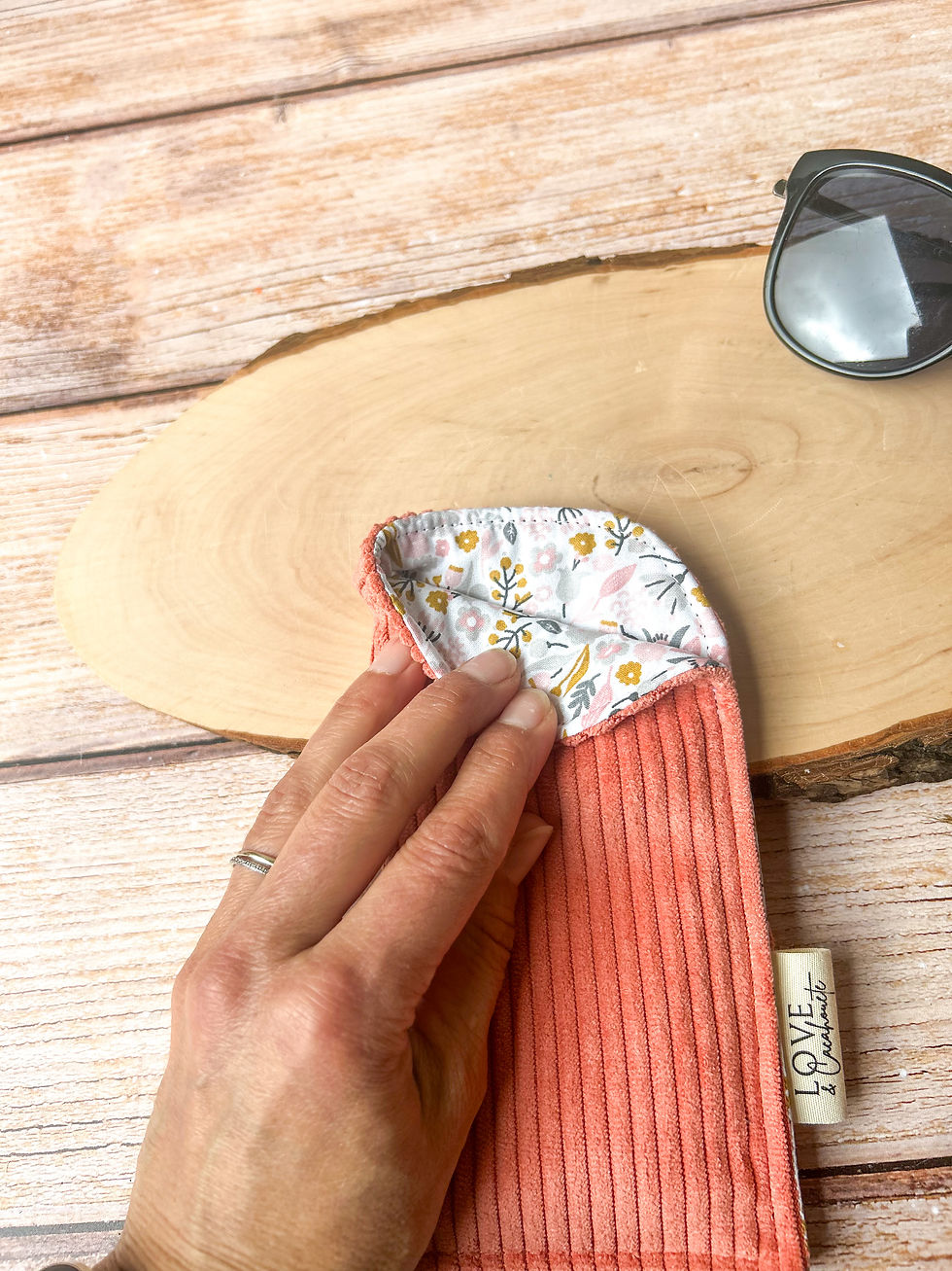 Miniature : Etui à lunette - Velours corail / alice moutarde