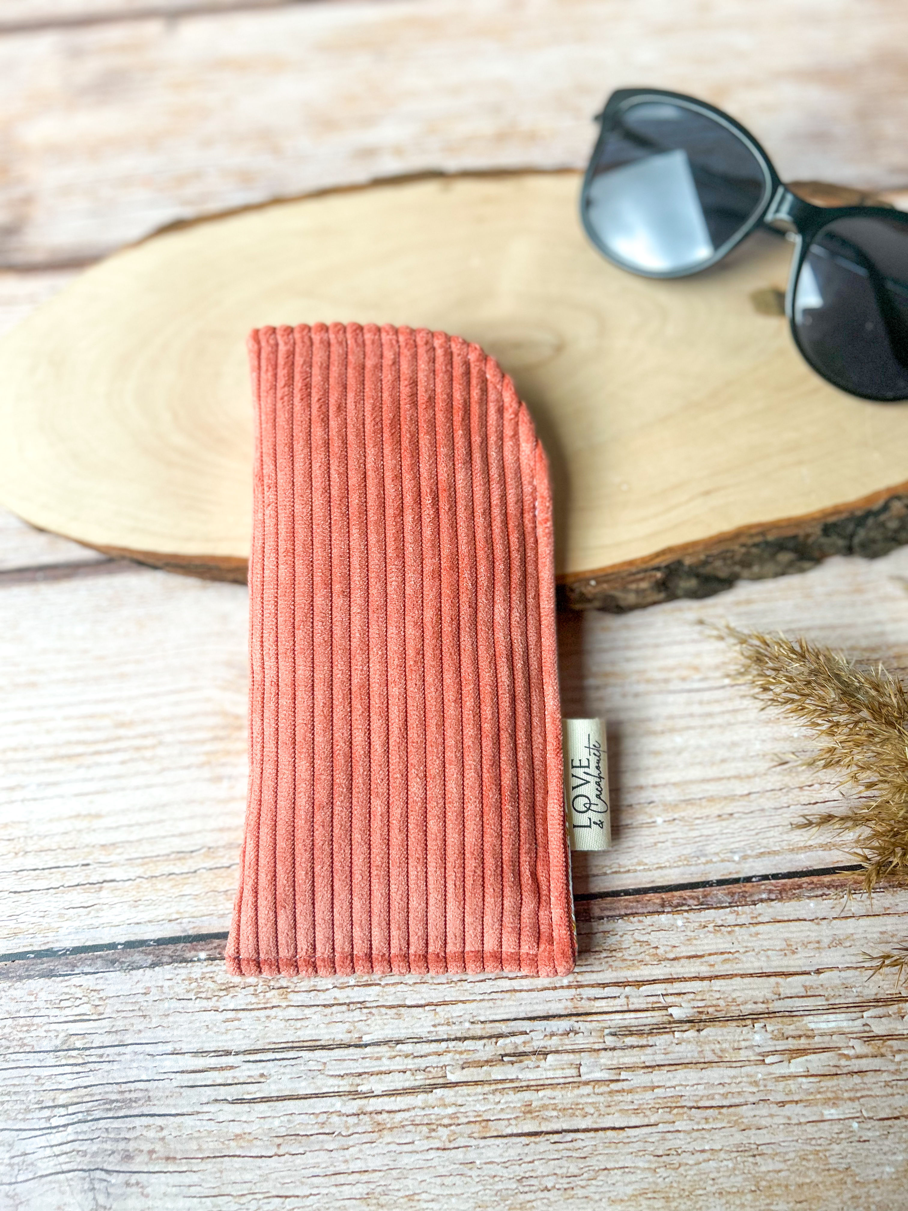 Etui à lunette - Velours corail / alice moutarde