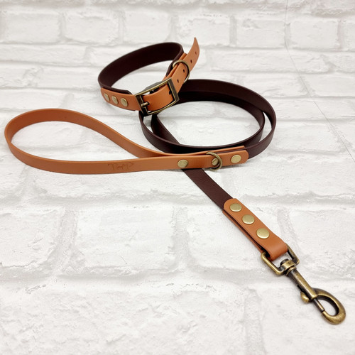 Waterproof BioThane® Dog Collar Dog Lead Set® Dark Brown