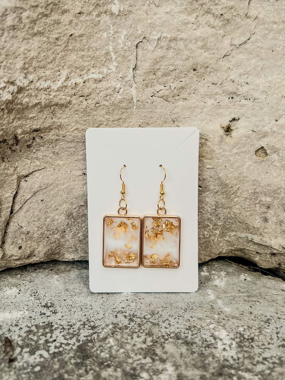 Thumbnail: Cream & Crown Bezel Earrings