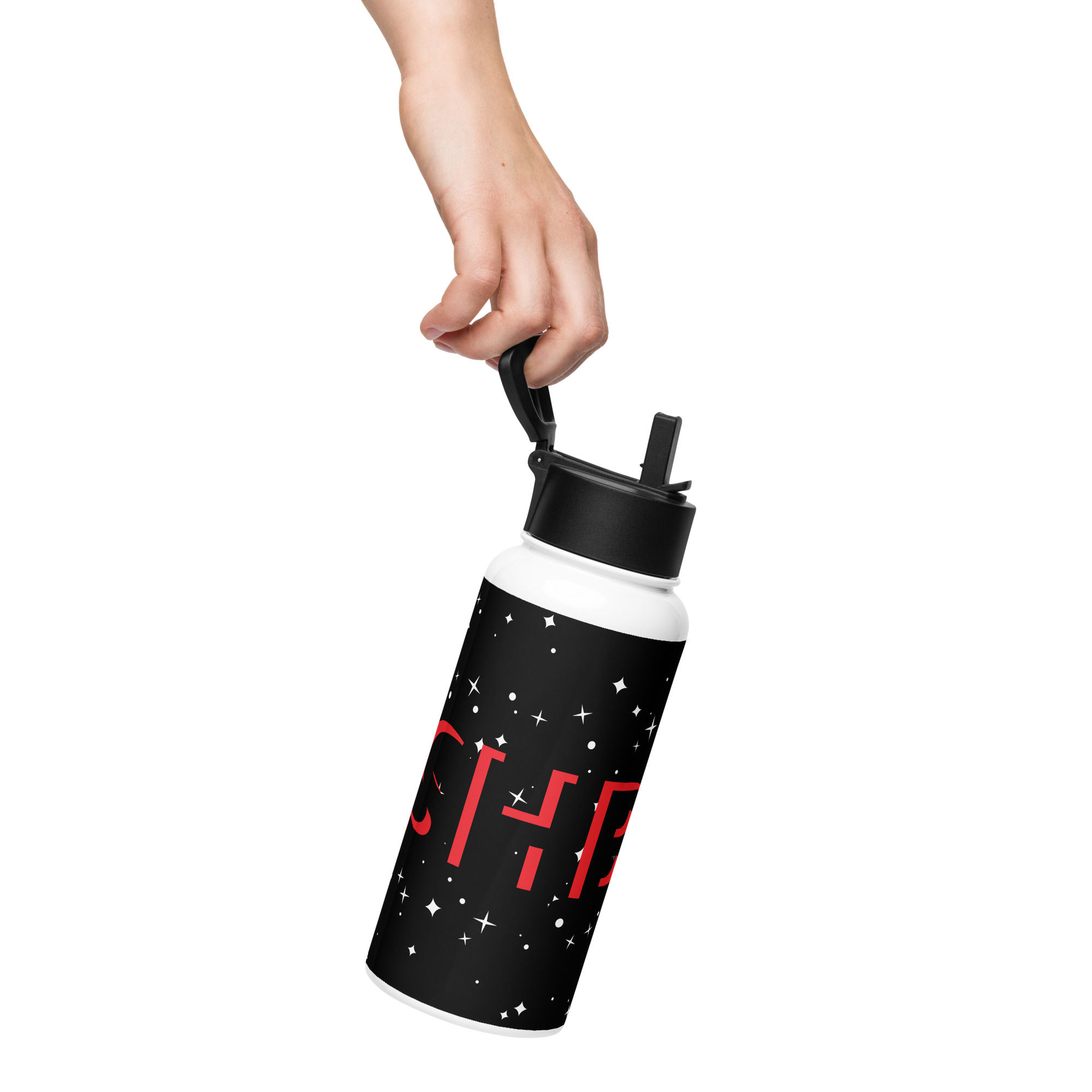 Stainless steel SHB water bottle with a straw lid for luv