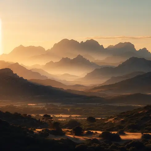 DALL·E 2024-02-26 20.50.42 - A serene landscape depicting the mountains of Var, France, vi