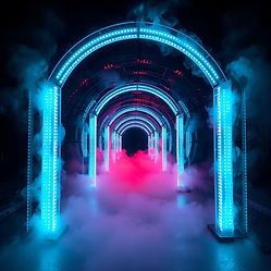 create large LED light tunnel with smoke.jpg