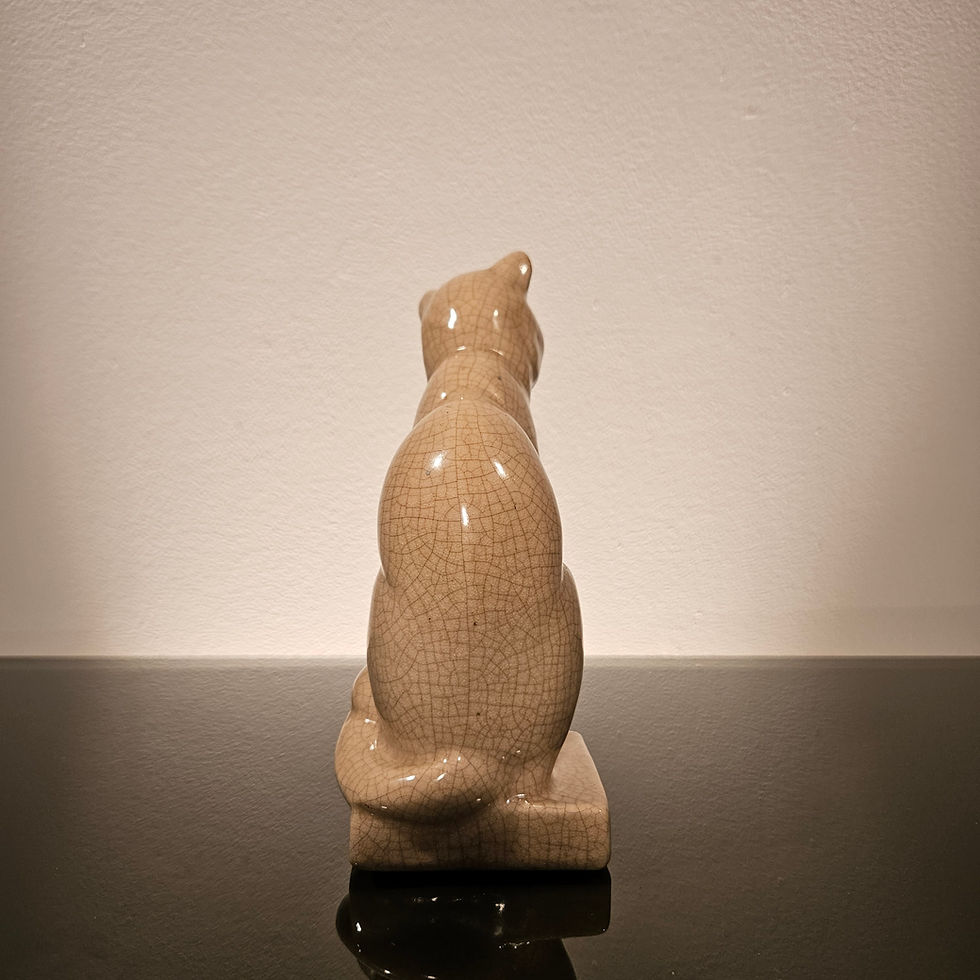 Thumbnail: Rare Art Deco Cat sculpture by Auguste Mouzin et Cie, Belgium