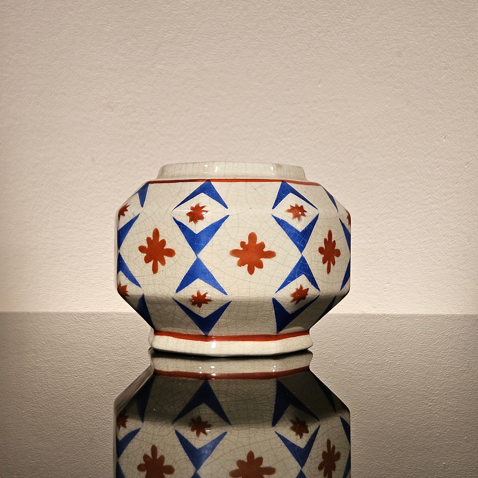 Thumbnail: Belgian Art Deco Ceramic pentagonal vase by August Mouzin et Cie