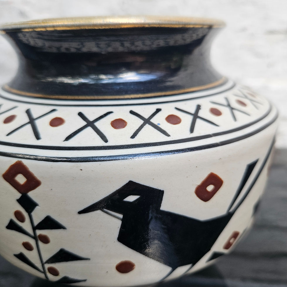 Thumbnail: Handpainted Art Deco ceramic vase by Émile Lombard