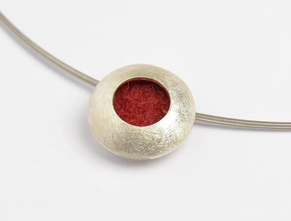 Thumbnail: Sterling Silver Pendant with Interchangeable Felt Inserts, Colorful 925 Silver 