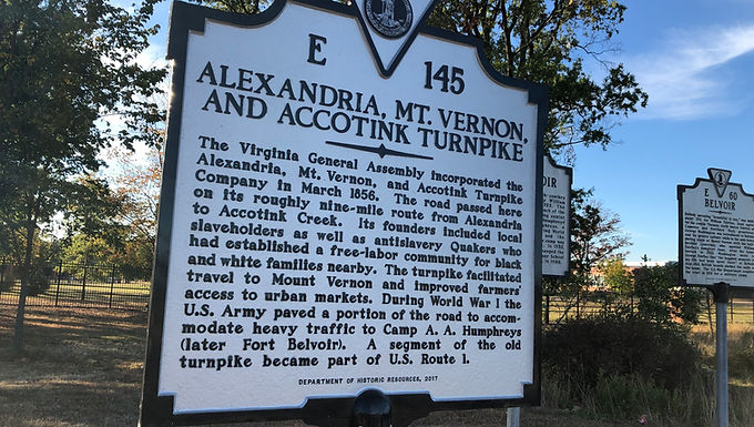 Alexandria, Mt. Vernon, and Accotink Turnpike (Historical Marker)