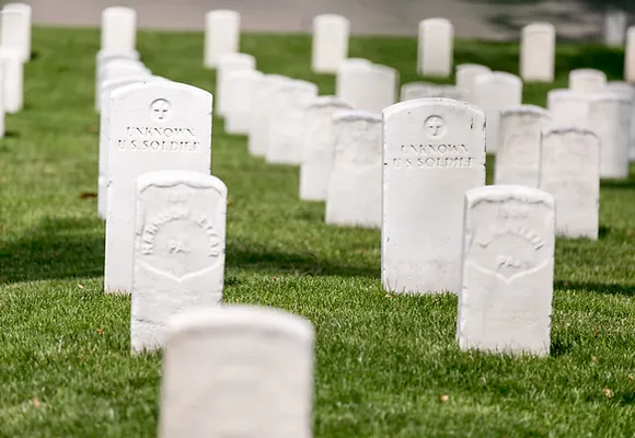 Gravestones in Alexandria National Cemetery.
