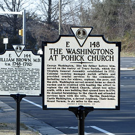 The Washingtons at Pohick Church Historical Marker