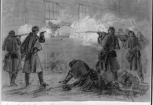 A newspaper sketch of the Battle of Occoquan.