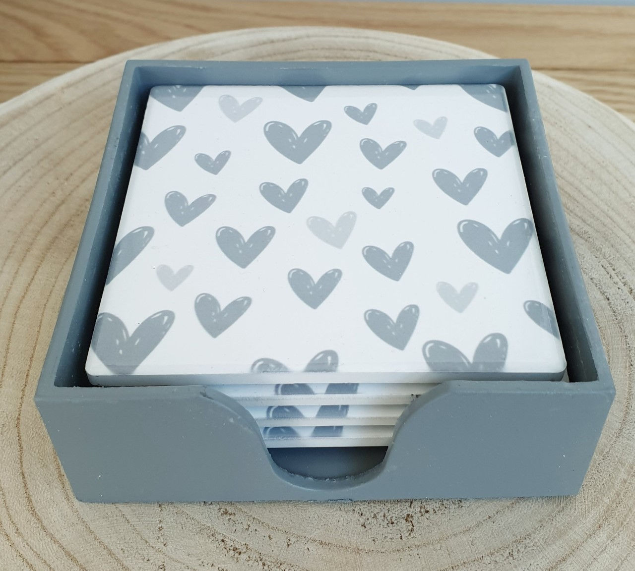 Grey Heart Coasters