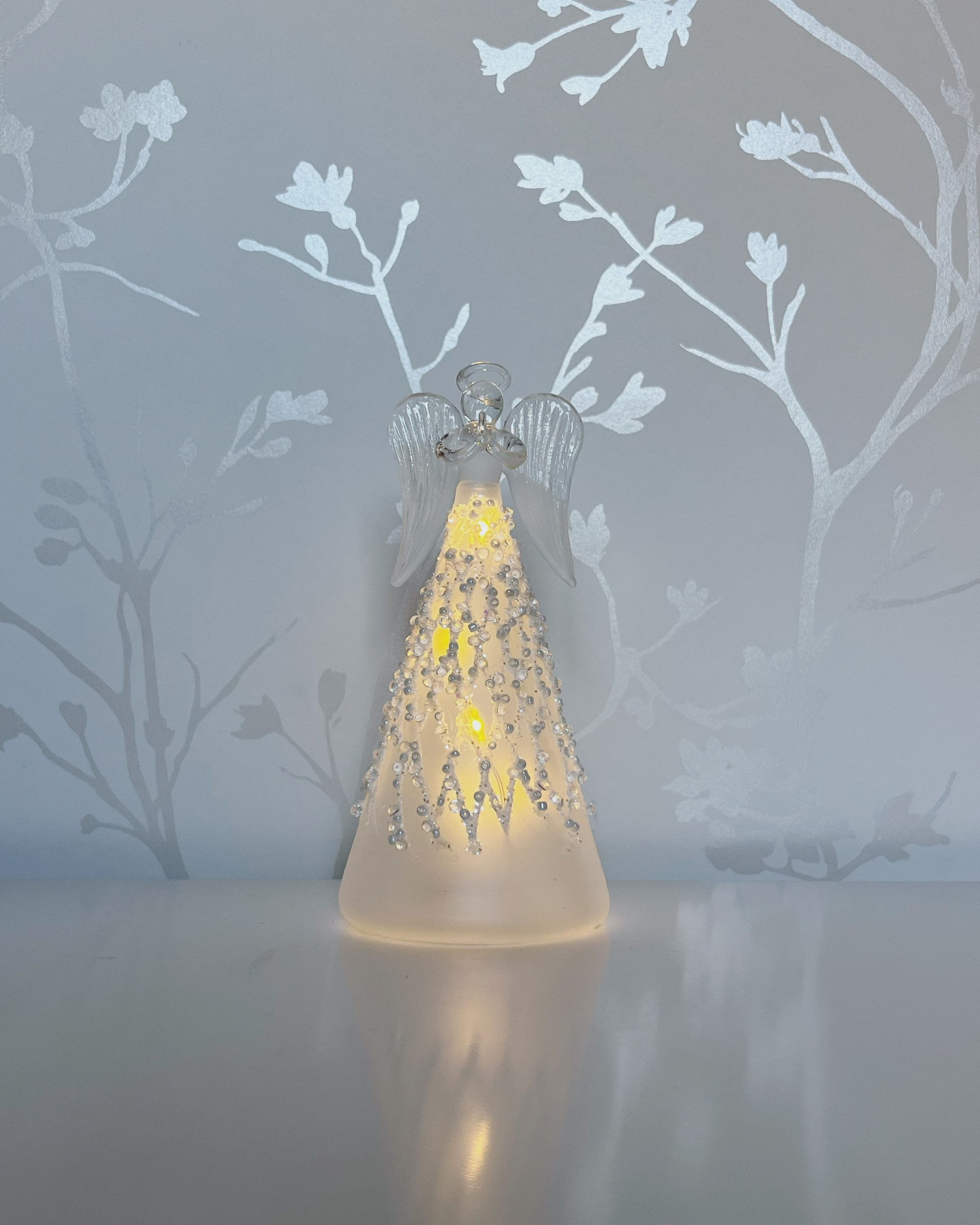 Light Up Glass Angel Decoration