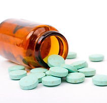 Pills in apothecary bottle
