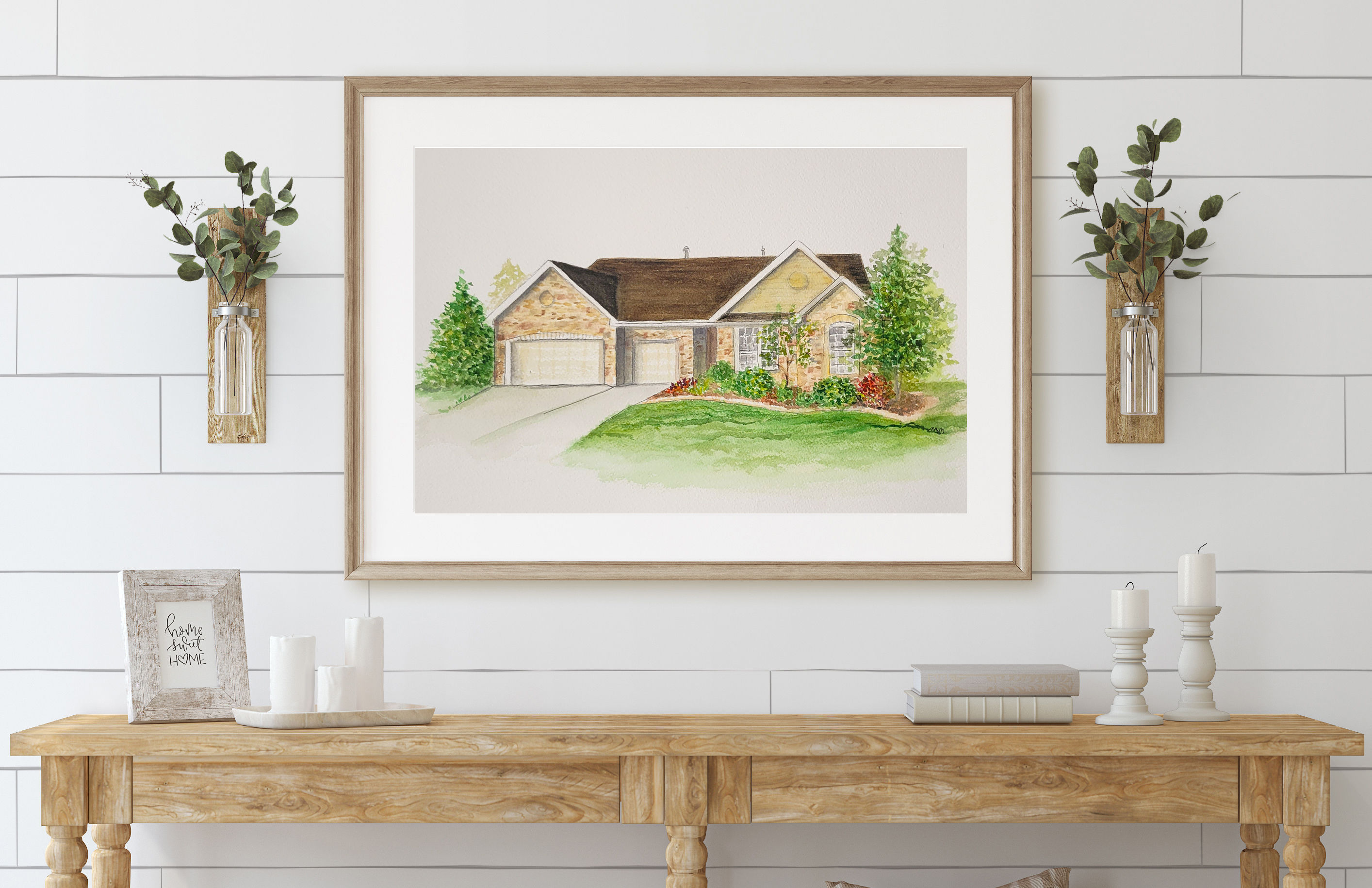 Custom Watercolor Home Portrait