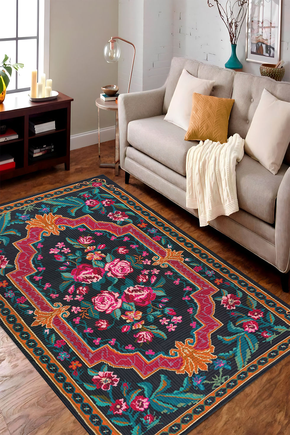 Küçük resim: H-066 VİNTAGE ESKİTME TARZI OTANTİK YIKANABİLİR HALI