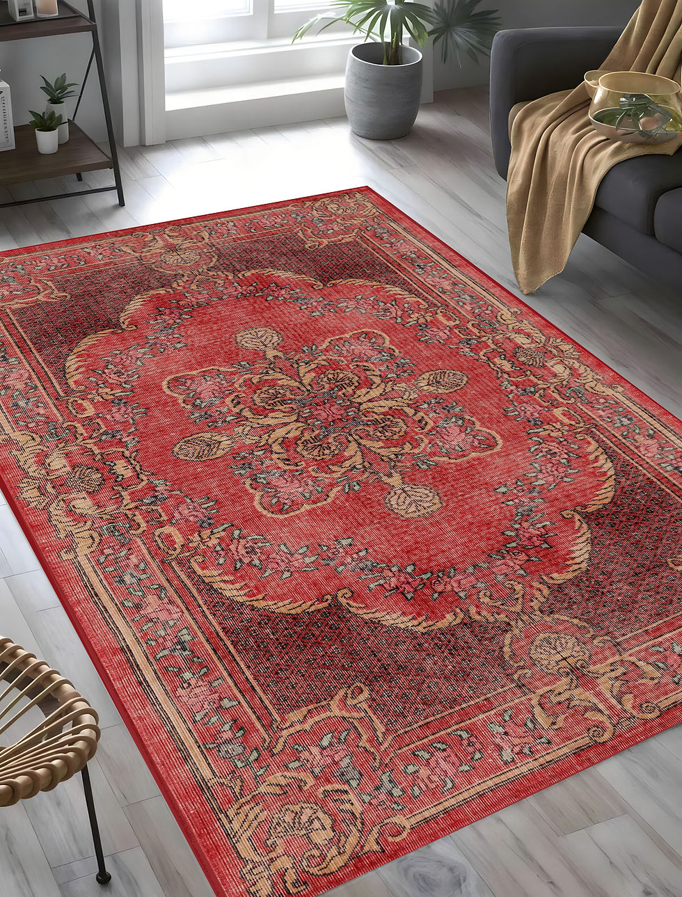 H-006 VİNTAGE ESKİTME TARZI OTANTİK YIKANABİLİR HALI