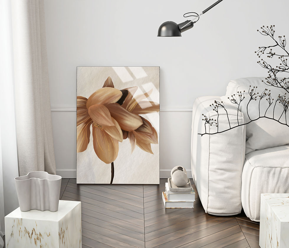 SOFT TUTUNCU ÇİÇEK TEMALI MODELİ | ÇERÇEVESİZ DİKEY CAM TABLO