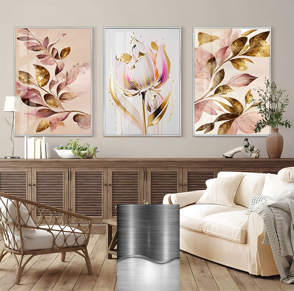 Küçük resim: PEMBE GOLD GÜL KOMBİN (ROSE) |ÇERÇEVELİ CAM TABLO 3LÜ DİKEY