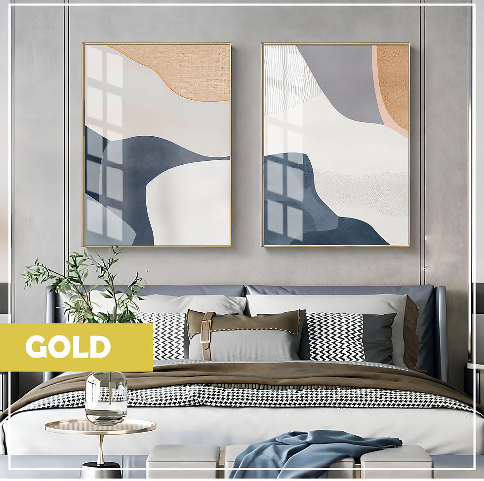 SYTCM-03 KREM GRİ SOYUT KOMBİN |ÇERÇEVELİ 2Lİ DİKEY CAM TABLO