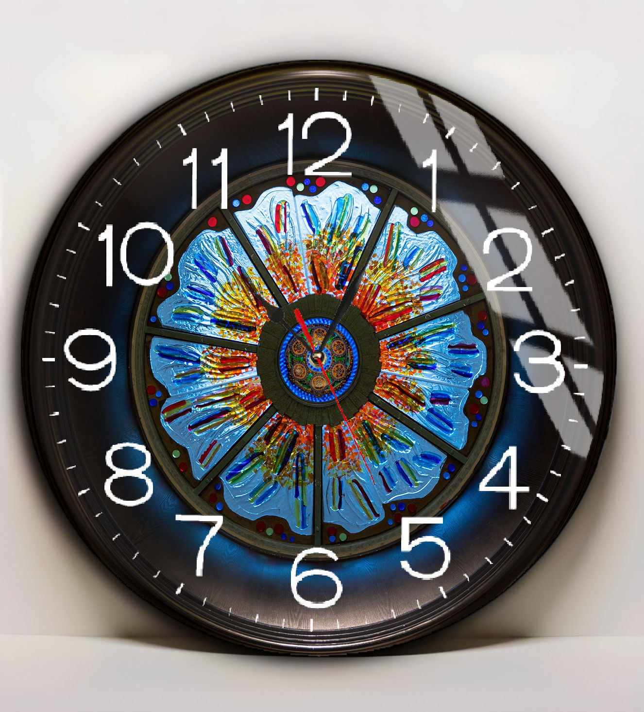 SOYUT ÇİÇEK MOTİFLİ SAATLİ CAM TABLO | ÇERÇEVESİZ YUVARLAK CAM SAAT