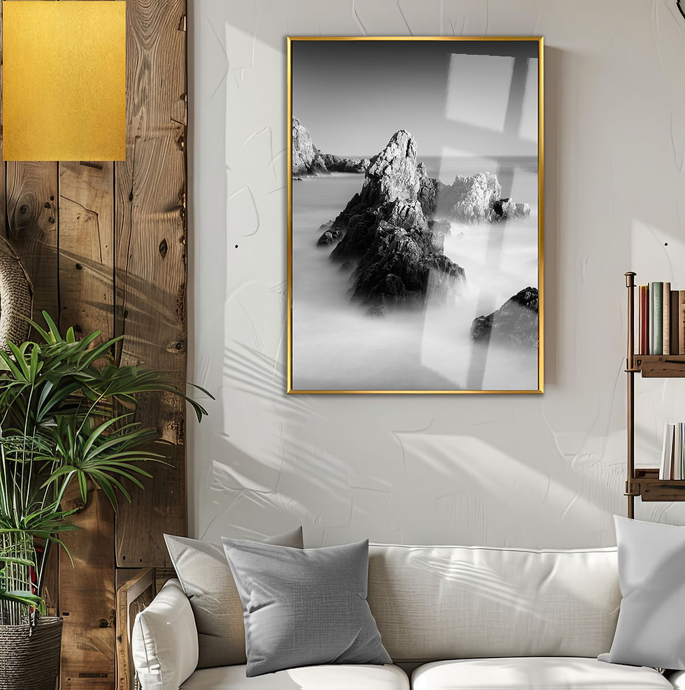Küçük resim: SİYAH-BEYAZ DAĞ MANZARA MODEL (MONTANE)|ÇERÇEVELİ TEMPERLİ CAM TABLO TEKLİ DİKEY