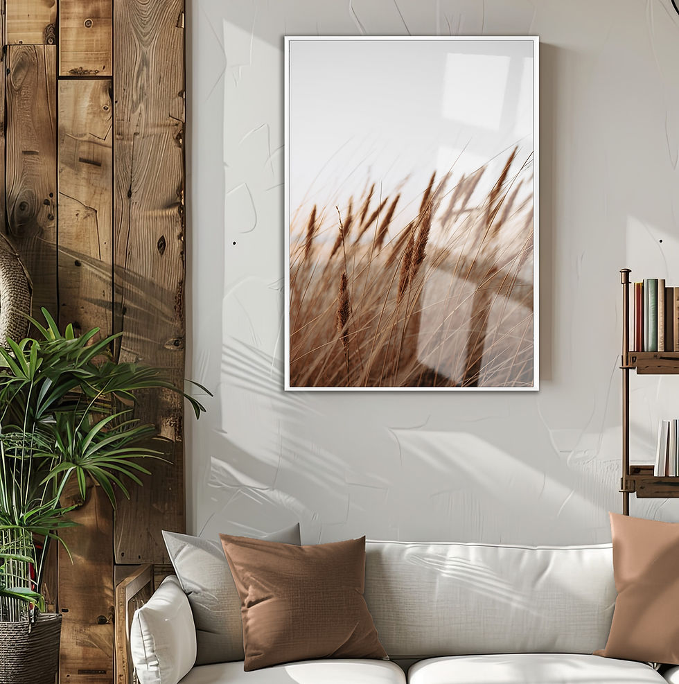 Küçük resim: SOFT |KAHVE RENK BUĞDAY (WHEAT) MODELİ |ÇERÇEVELİ TEMPERLİ CAM TABLO TEKLİ DİKEY