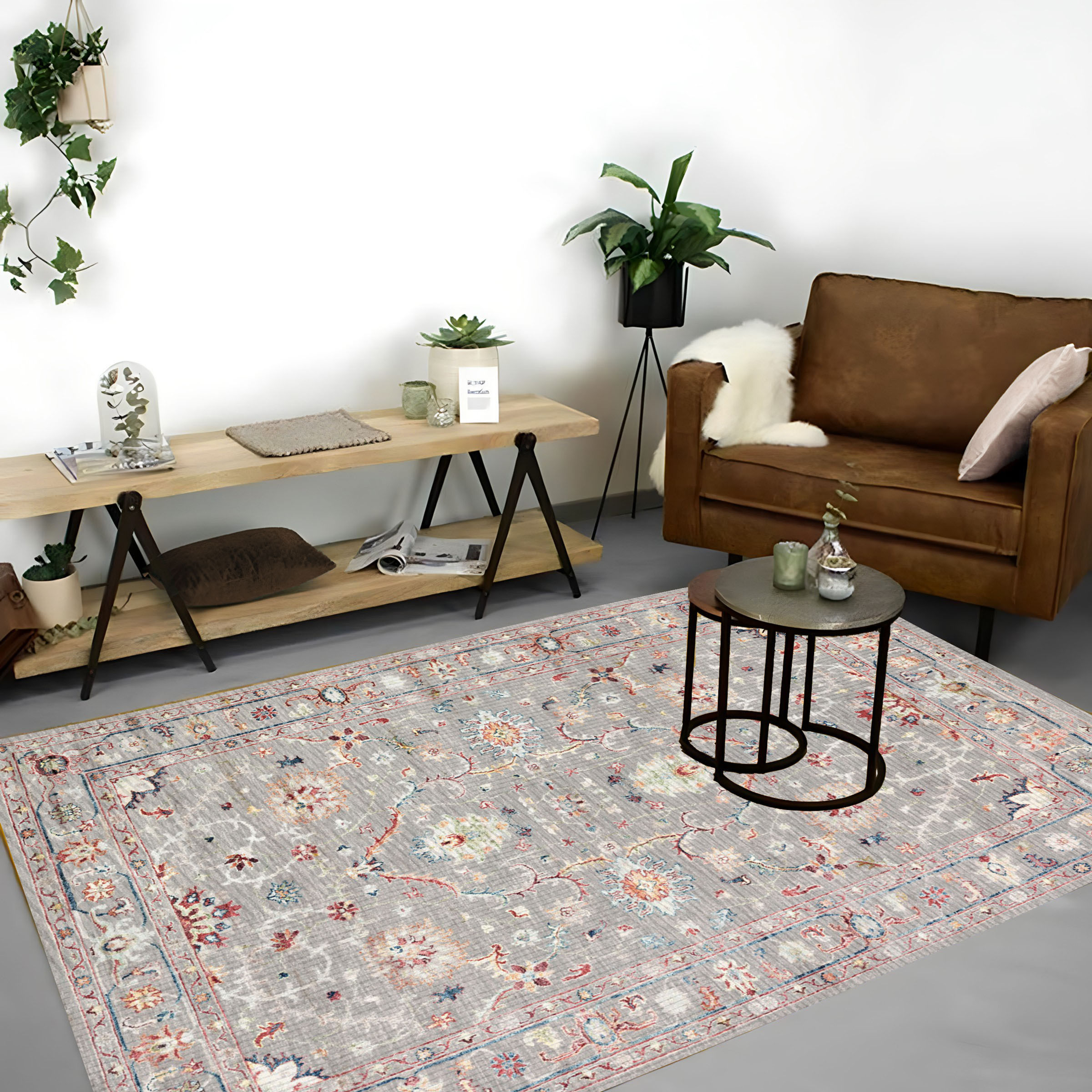 H-042 VİNTAGE ESKİTME TARZI OTANTİK YIKANABİLİR HALI