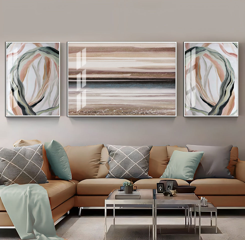 KREM-BEYAZ RENK SOFT SOYUT KOMBİNİ | 3LÜ YATAY CAM TABLO