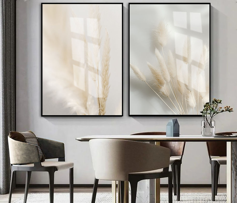 KREM KURU PAMPAS OTU KOMBİNİ | 2Lİ DİKEY CAM TABLO