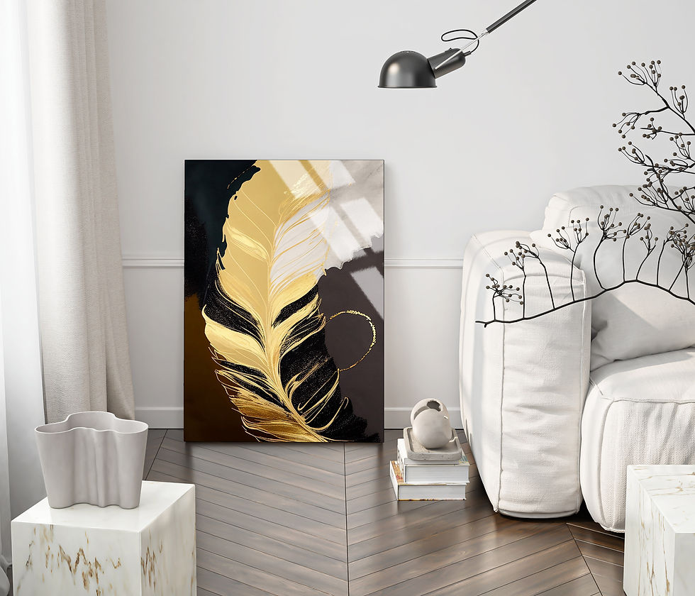 SİYAH GOLD TÜY TEMALI MODEL | ÇERÇEVESİZ DİKEY CAM TABLO