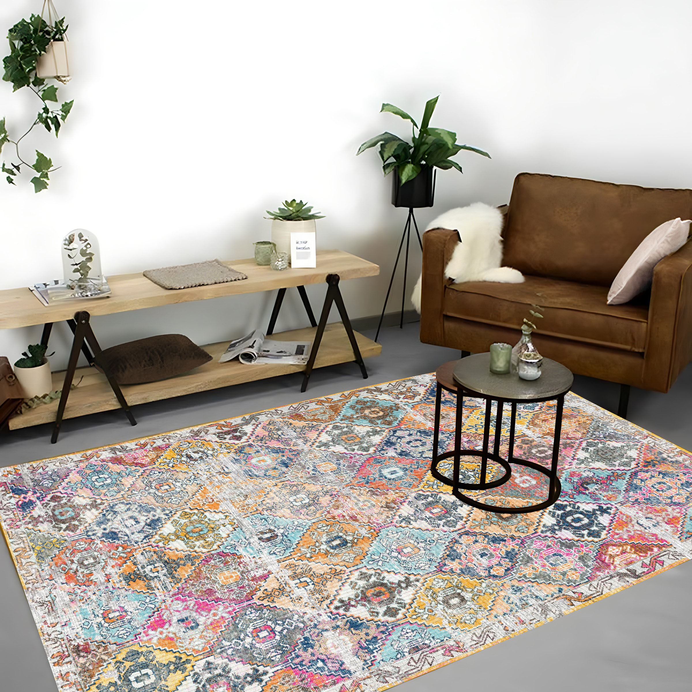 H-038 VİNTAGE ESKİTME TARZI OTANTİK YIKANABİLİR HALI