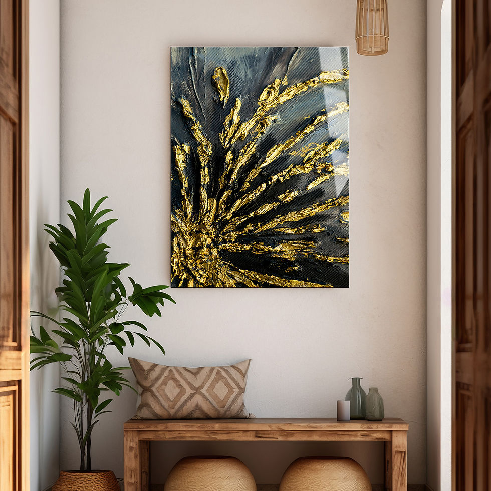 SOYUT YAPRAK DESENLİ MODEL | ÇERÇEVESİZ DİKEY CAM TABLO