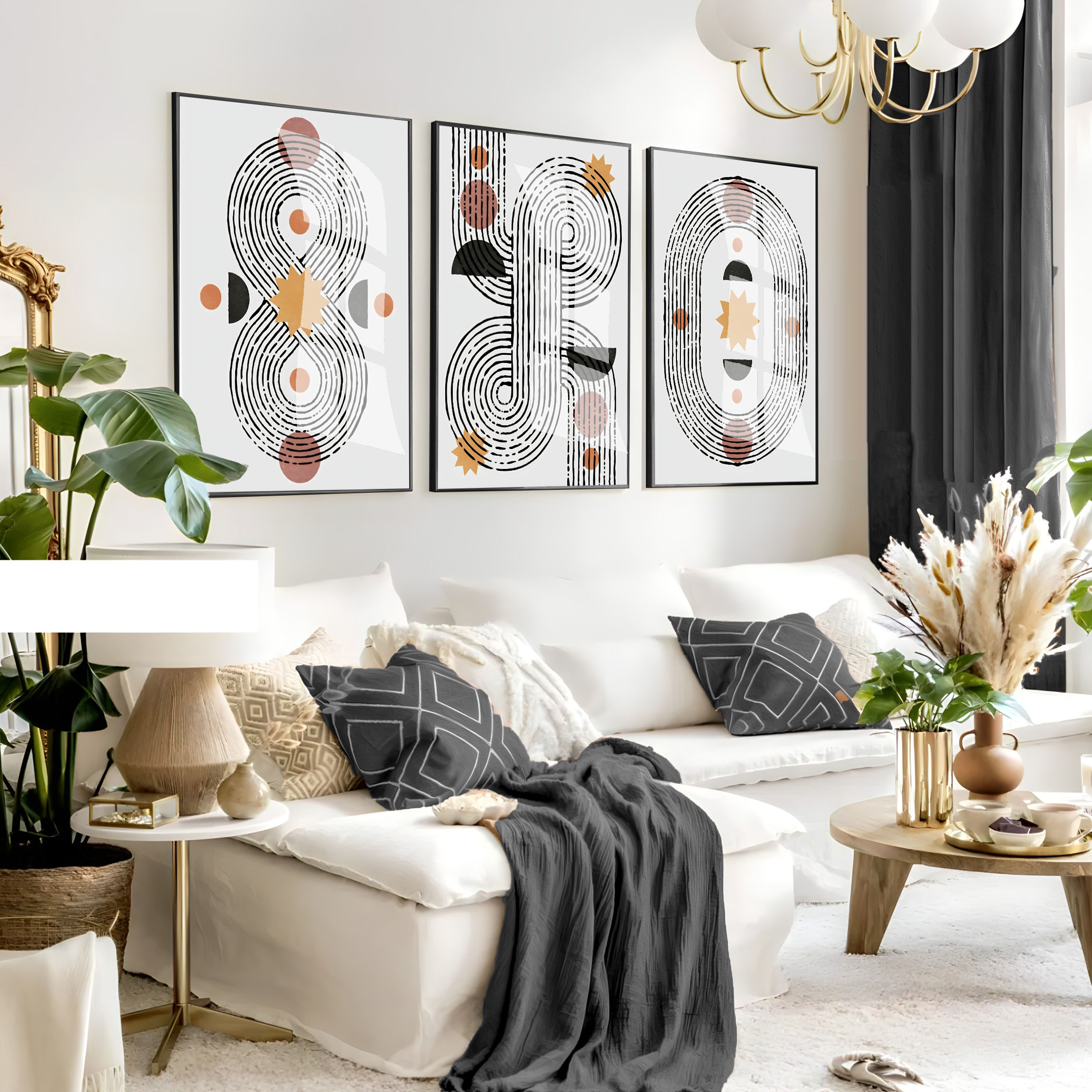 SOFT SOYUT BOHEM DESENLER KOMBİN SETİ | 3LÜ DİKEY CAM TABLO