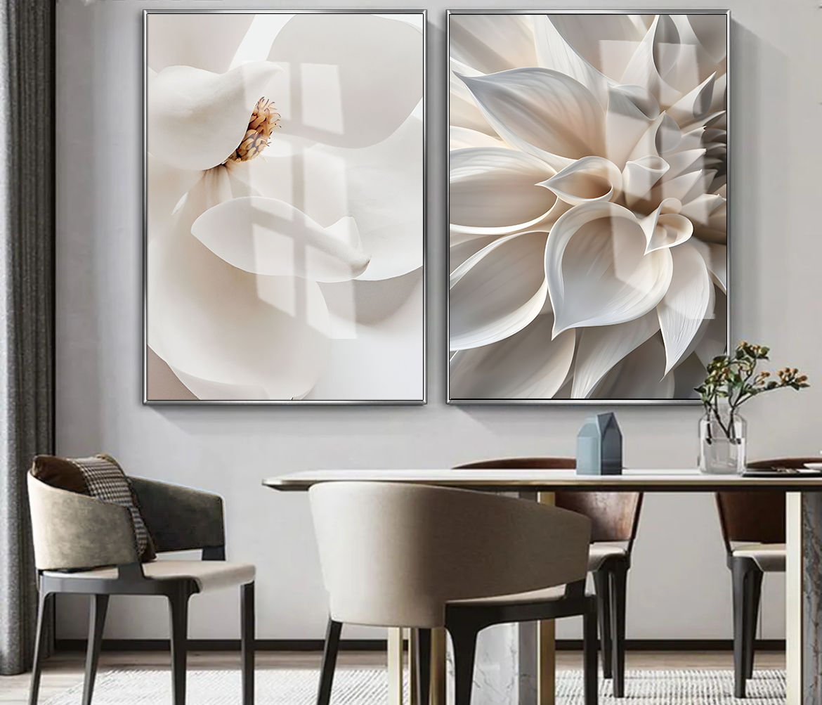 MANOLYA ÇİÇEĞİ KOMBİN (WHITE) | 2Lİ DİKEY CAM TABLO