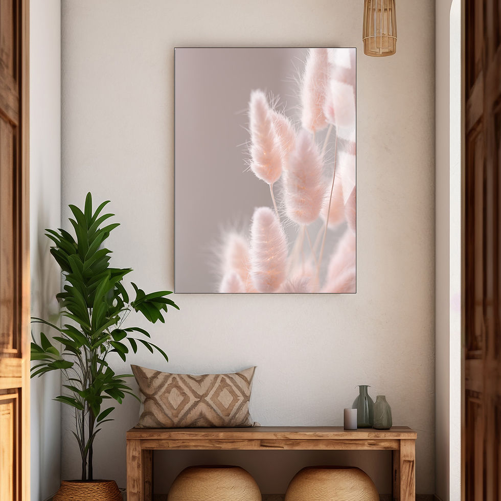 SOFT PEMBE BİTKİ MODELİ | ÇERÇEVESİZ DİKEY CAM TABLO