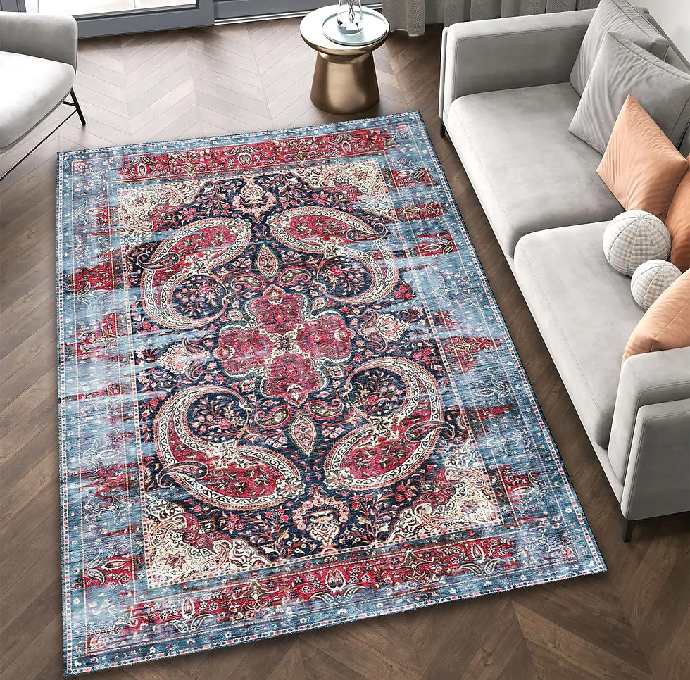 Küçük resim: H-131 VİNTAGE ESKİTME TARZI OTANTİK YIKANABİLİR HALI